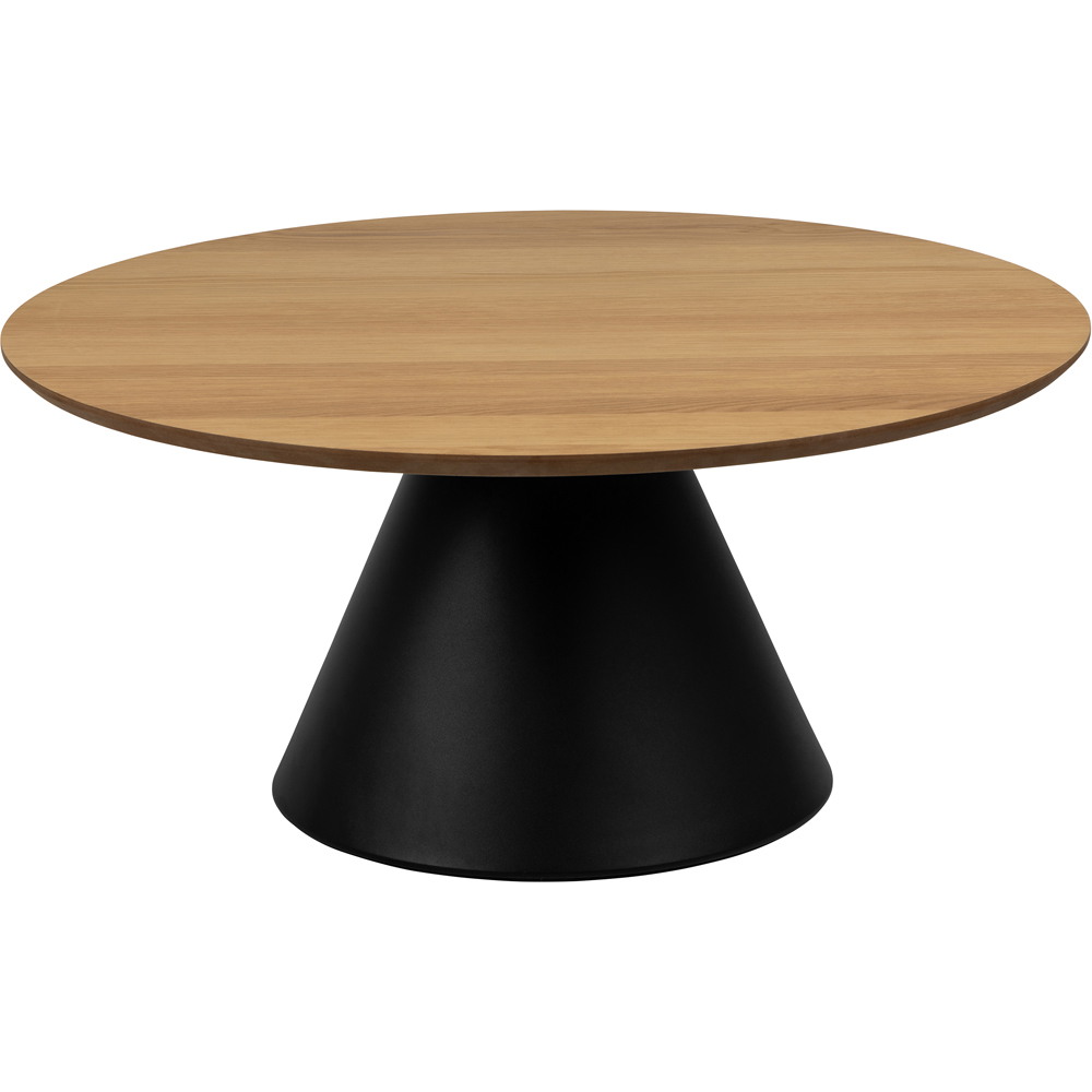 Florence Soli Round Black and Oak Coffee Table Image 3