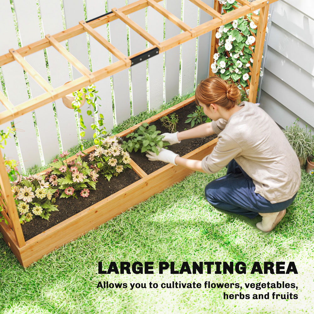 Outsunny Natural Raised Garden Bed with Trellis 114 x 200 x 44cm Image 8