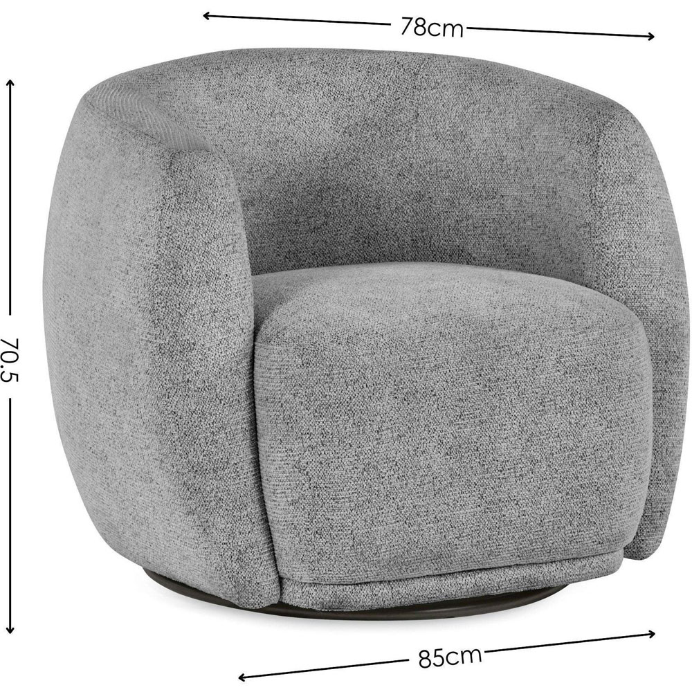 Julian Bowen Bowline Grey Chenille Barrel Design Upholstered Swivel Accent Chair Image 9