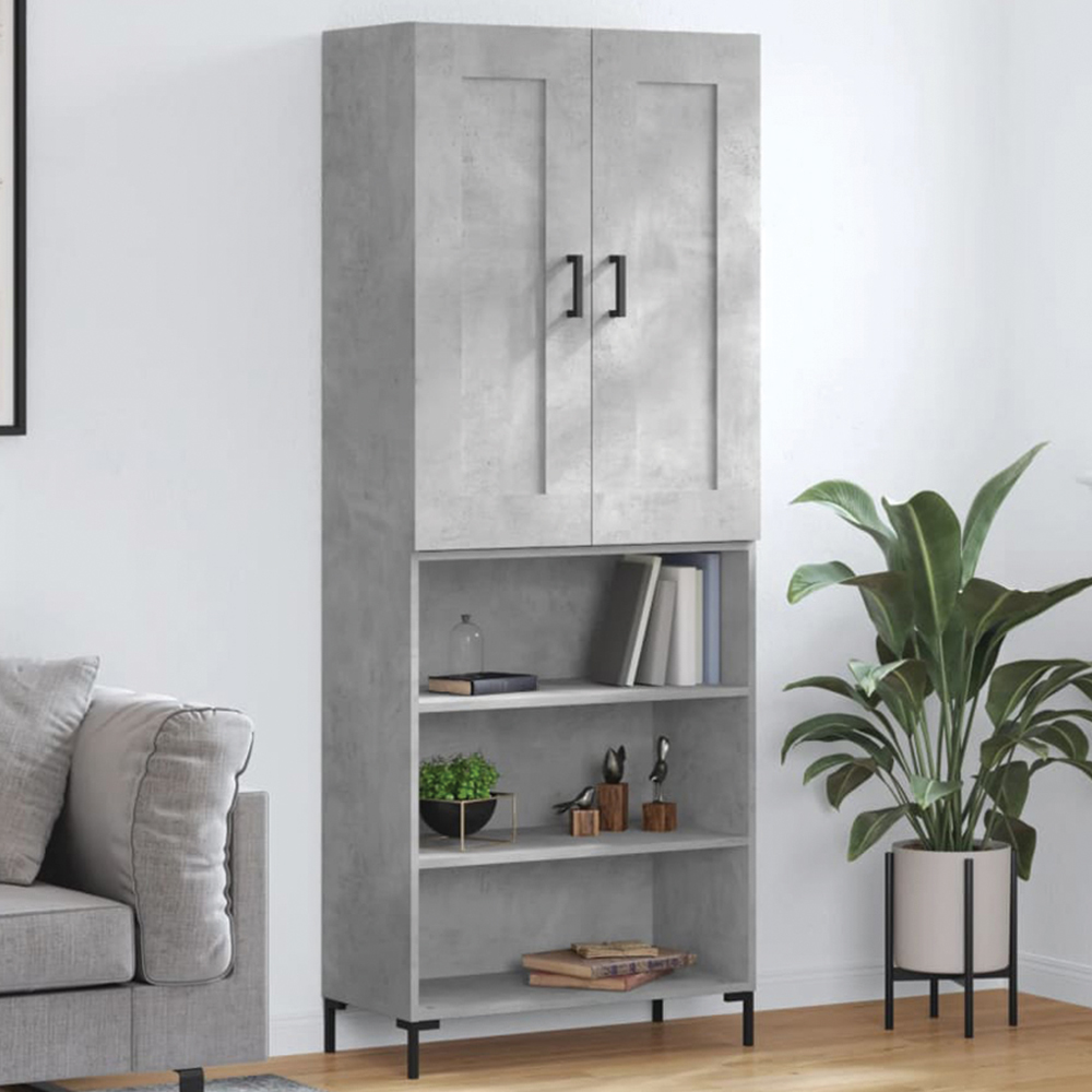 vidaXL Single Glass Door 3 Drawer Grey Sonoma Highboard Image 1