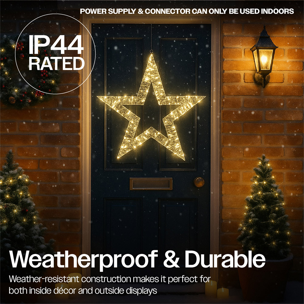 Xmas Haus 100 Warm White Micro LED Metal Star Light 55 x 55cm Image 3