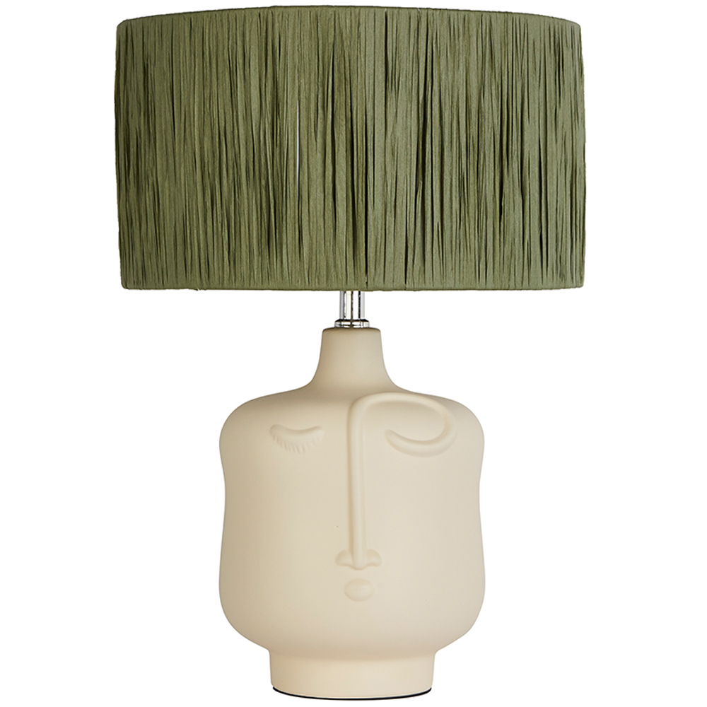Lighting Collection Castell Sage Green Raffia Shade Ceramic Table Lamp Image 1
