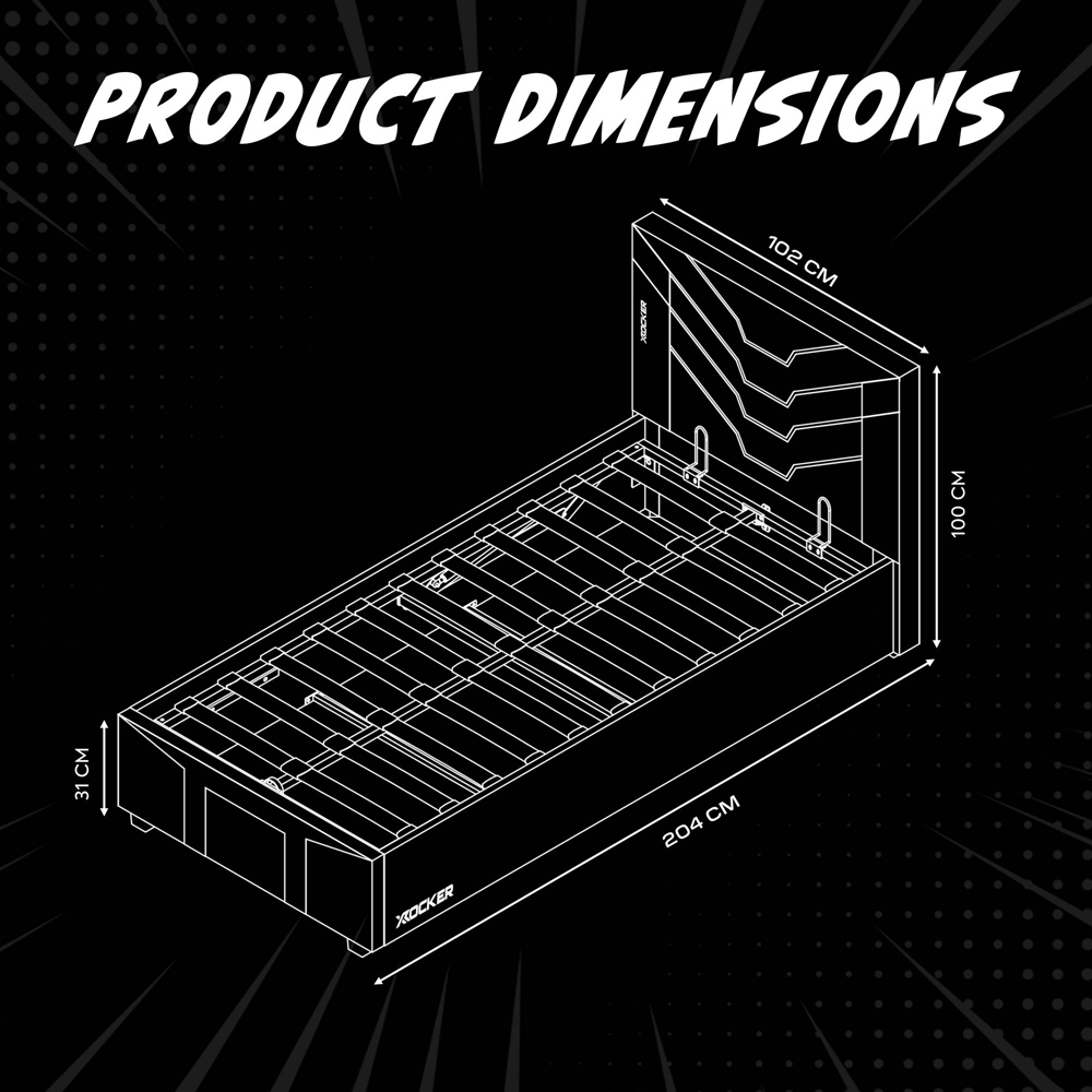X Rocker Cerberus MKII Single Carbon Red Ottoman Gaming Bed Image 7