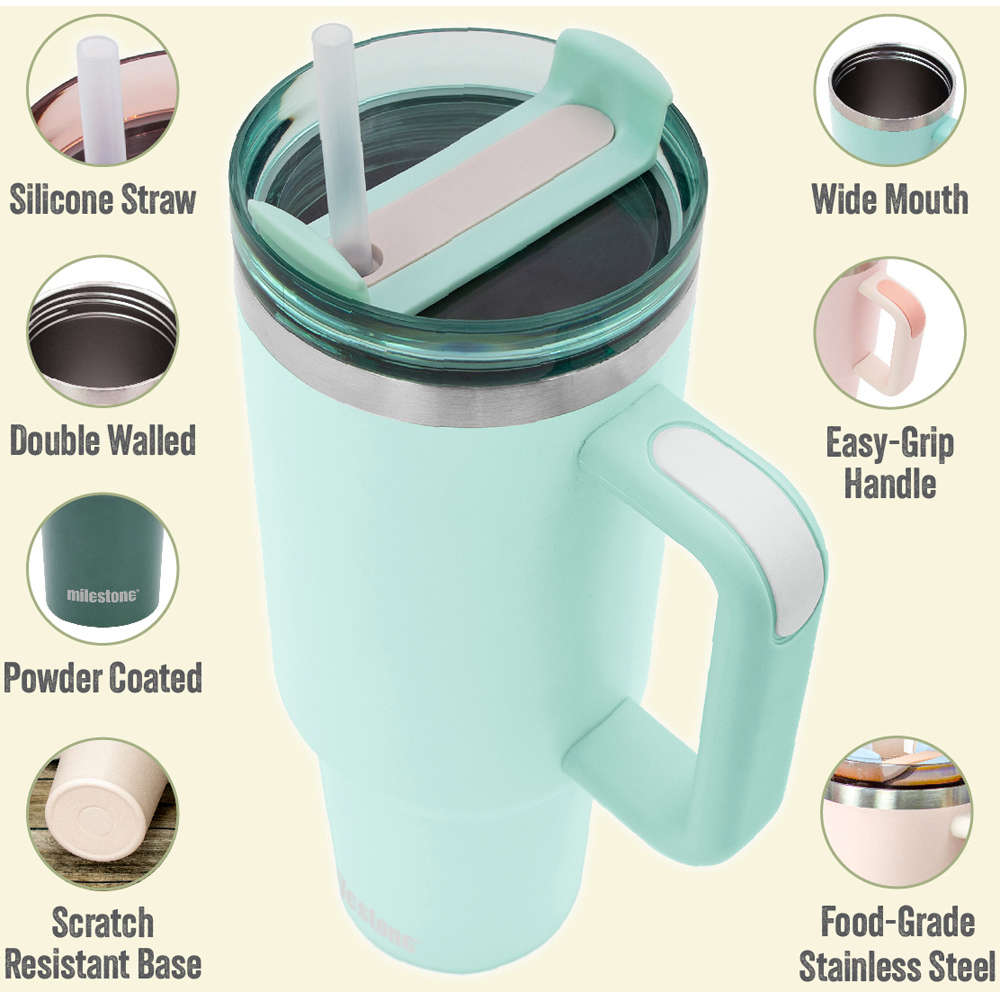 Milestone Camping Mint Green Insulated Travel Tumbler 1L Image 3