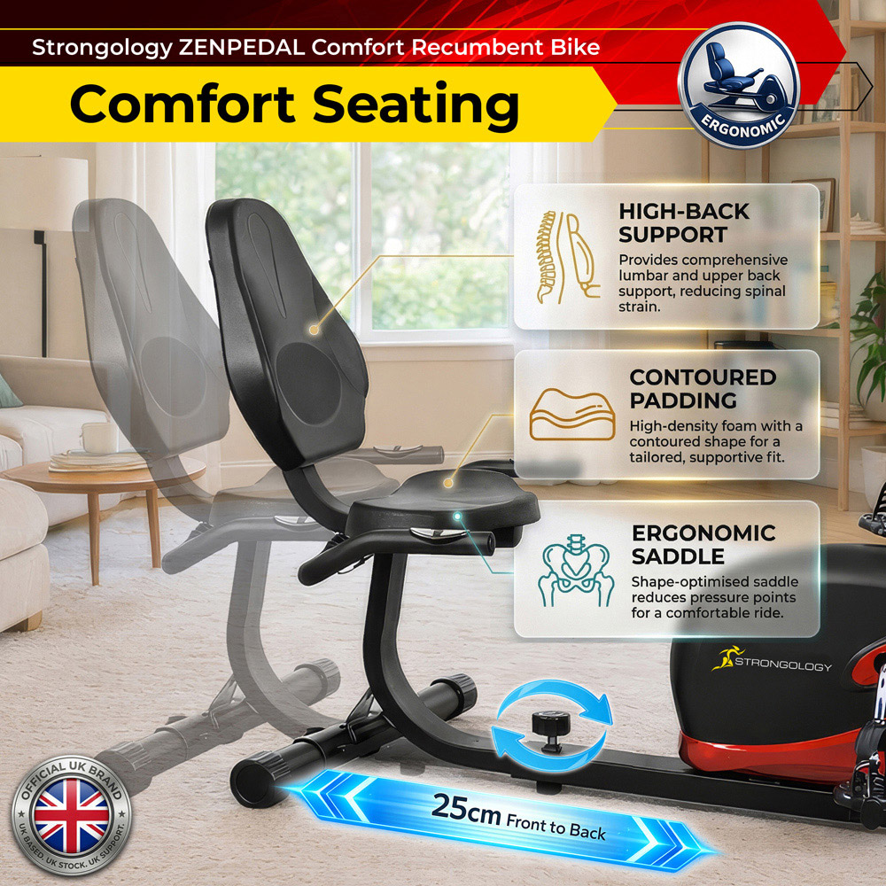 Strongology Zenpedal Magnetic Resistance Recumbent Exercise Bike with Smart LCD Display Image 3