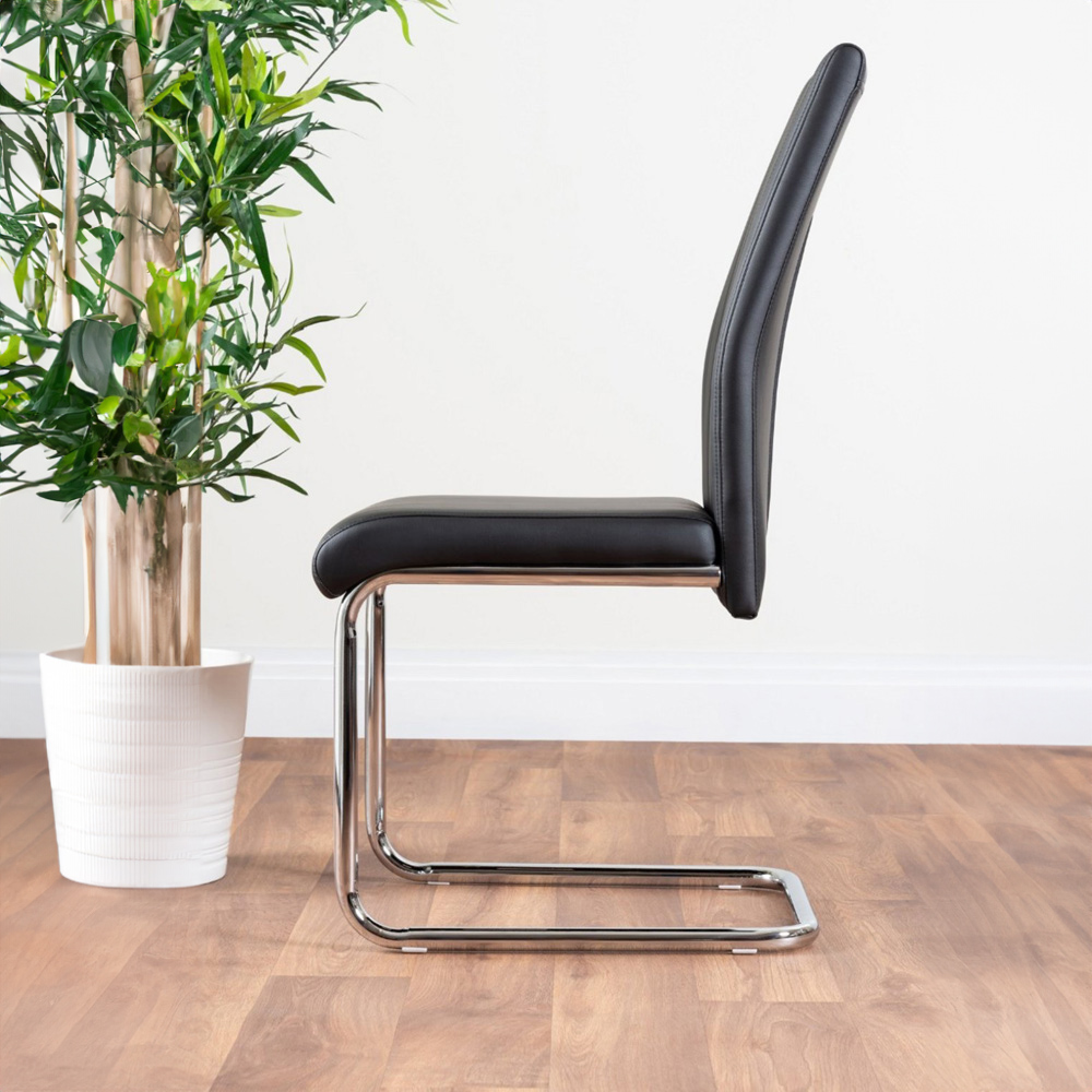 Furniturebox Molini Fortana 6 Seater Dining Set White Gloss Black and Chrome Image 4