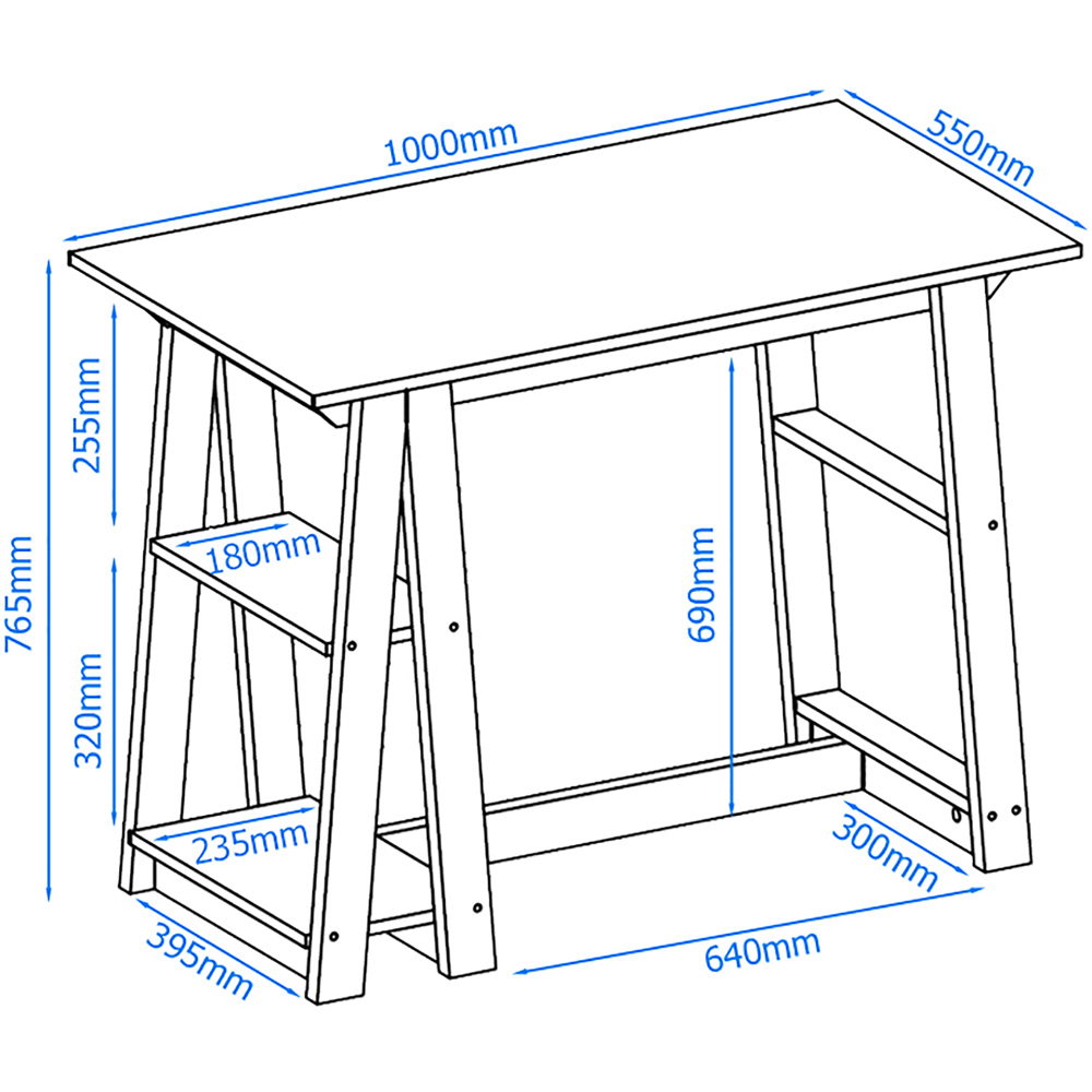 Alphason Penzance Office Desk Oak and Black Image 4