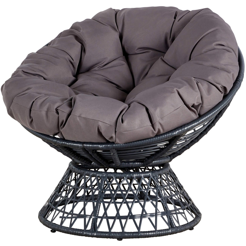 Home Source Oasis Dark Grey Round Cushioned Papasan Chair Image 2