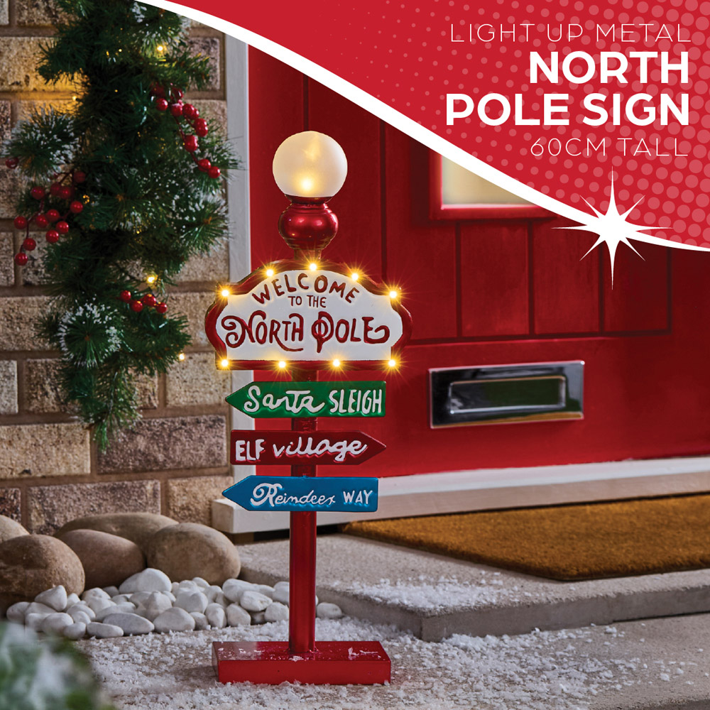 The Christmas Workshop 11 Warm White LED Welcome to the North Pole Sign 1.9ft Image 7