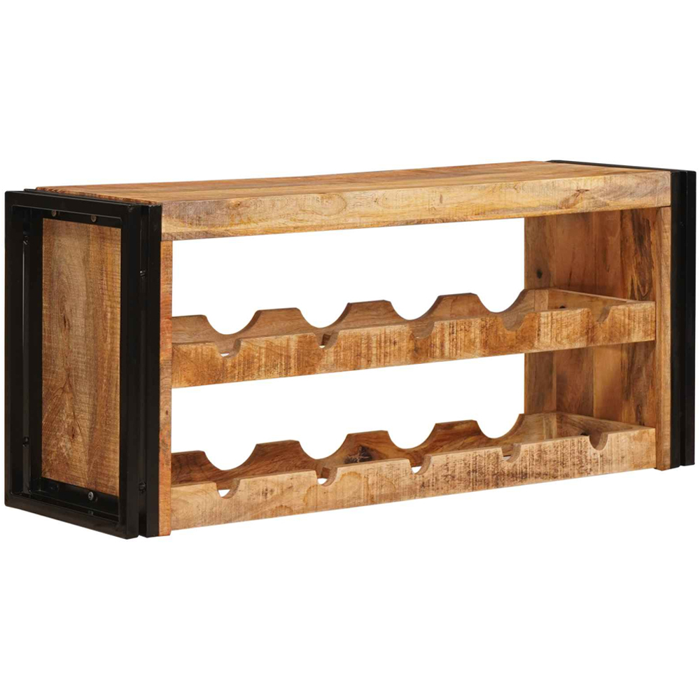 vidaXL 10 Bottle Brown Solid Rough Mango Wood Wall Mounted Wine Rack Image 1
