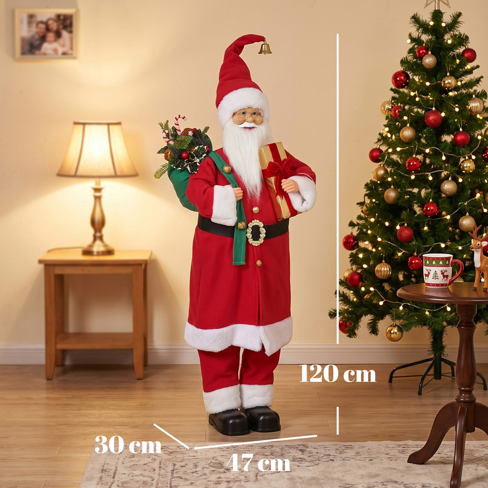 HOMCOM Singing and Dancing Santa Claus with Gift and Sack Christmas Decoration 4ft Image 9