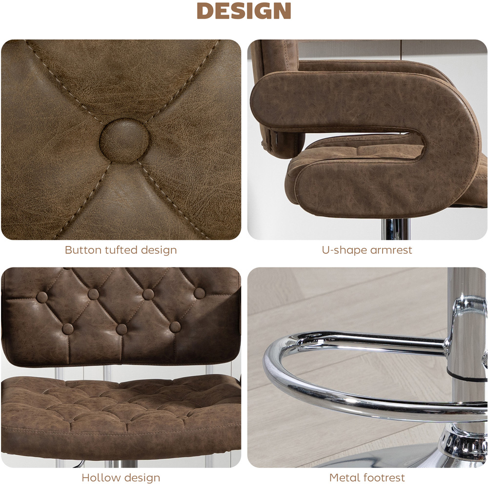 Portland Coffee PU Leather Height Adjustable Swivel Bar Stool Image 7