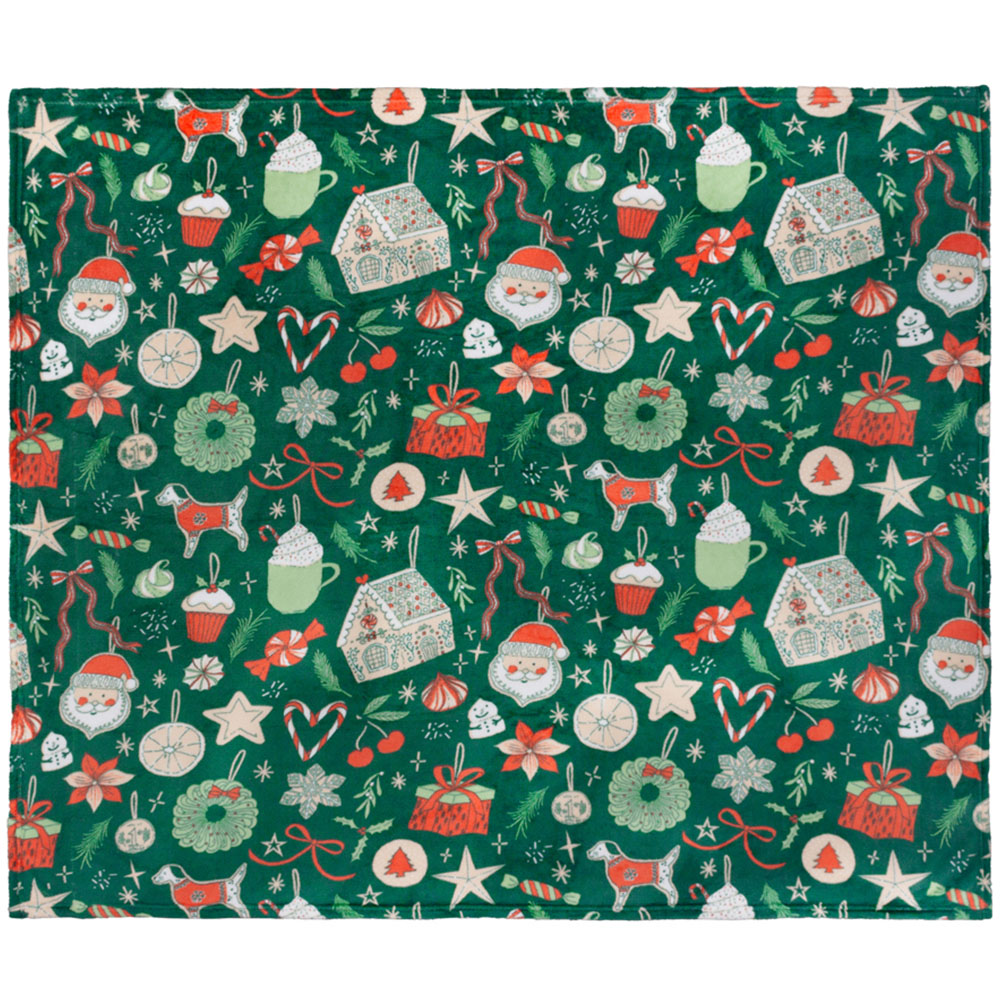 Duvet Day Emerald Festive Treats Printed Fleece Throw 130 x 150cm Image 3