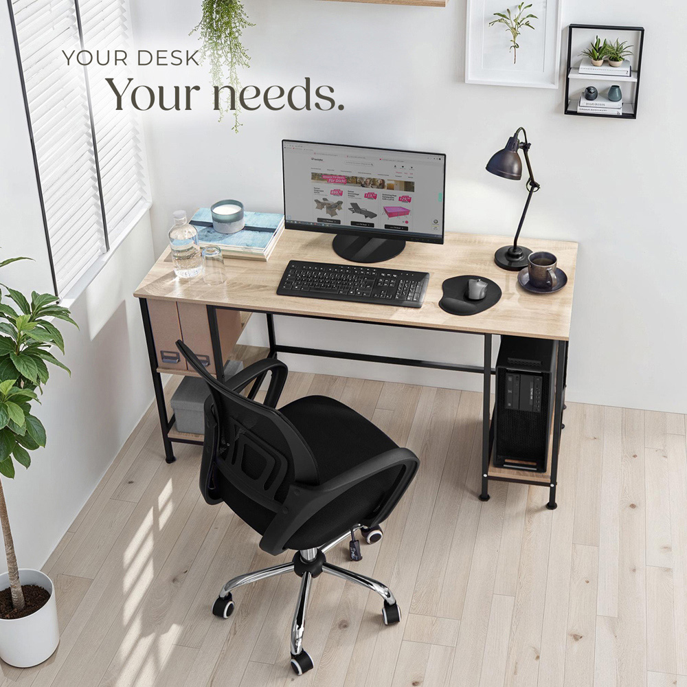 tectake Stoke 4 Shelf Oak Sonoma Office Desk Image 7