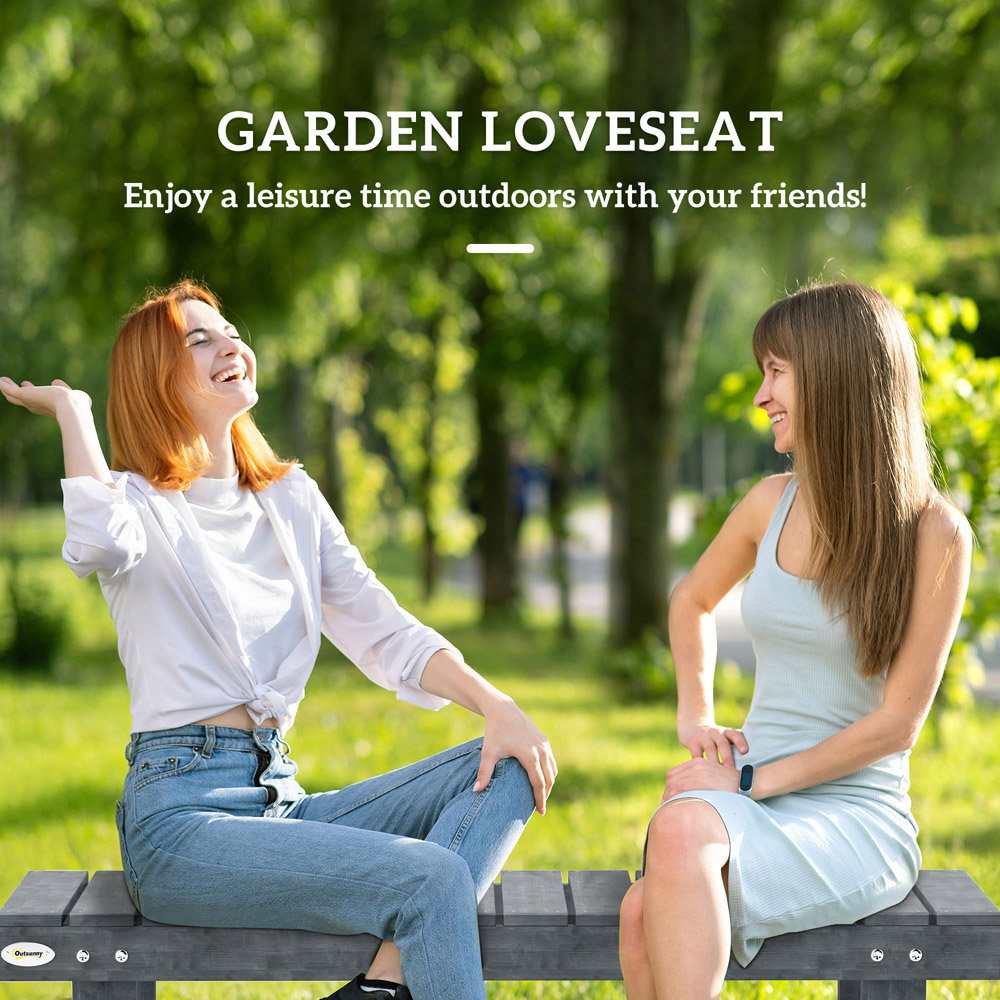 Outsunny 2 Seater Grey Outdoor Garden Loveseat Image 7