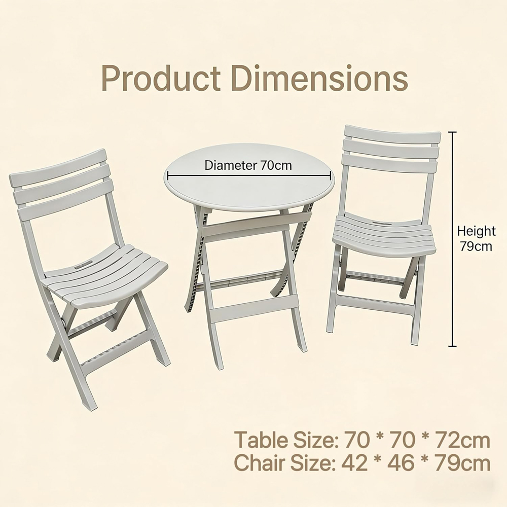 Alivio 2 Seater White Foldable Bistro Set Image 9