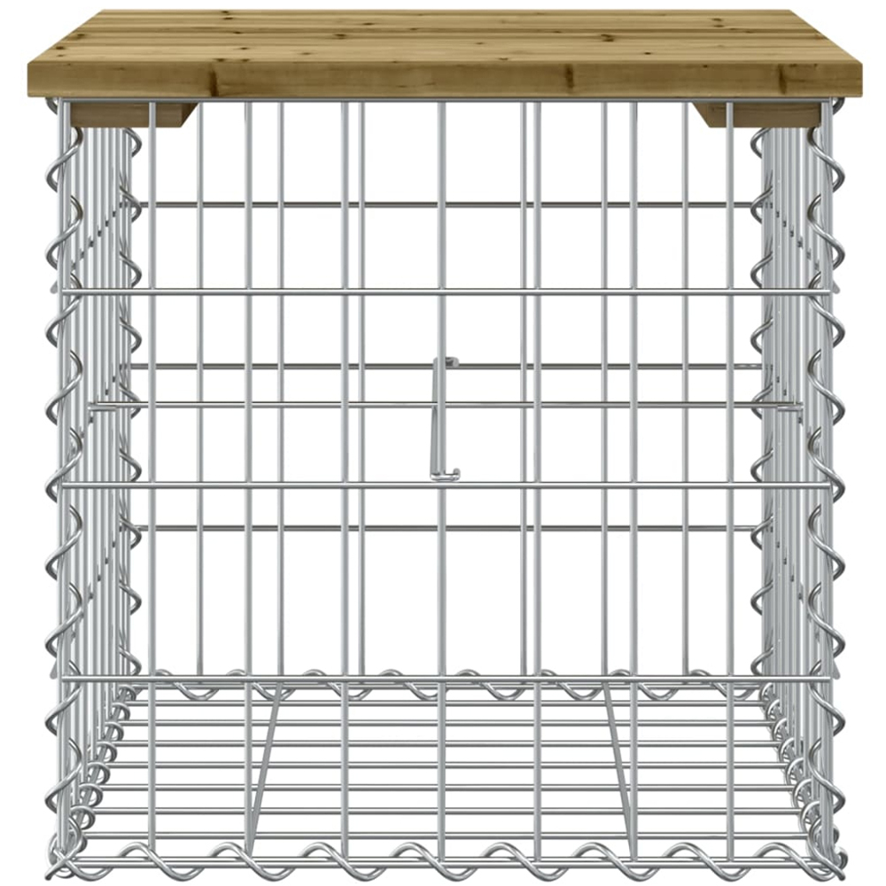 vidaXL Brown Solid Impregnated Pine Wood Gabion Design Garden Bench 43 x 44 x 42cm Image 2