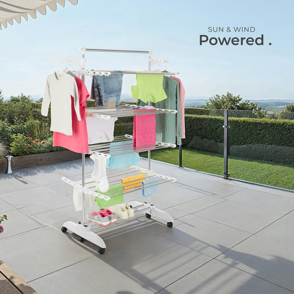 tectake Odelia 4 Tier Foldable Drying Rack with wheels Image 2