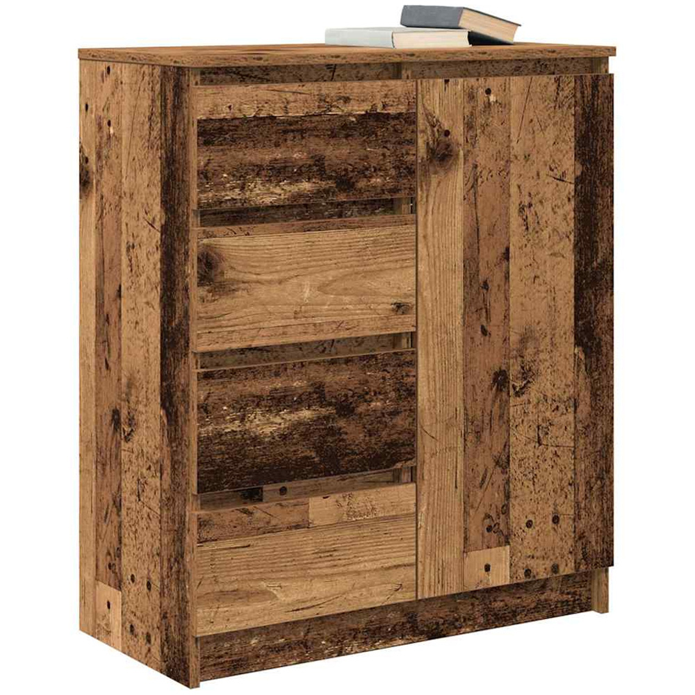 vidaXL Single Door 4 Drawer Old Wood Sideboard Image 3