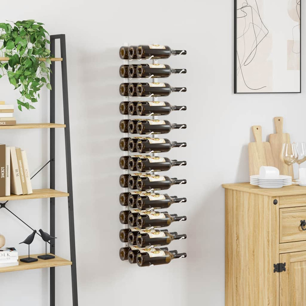 vidaXL 36 Bottle White Wall Mounted Wine Rack Image 2