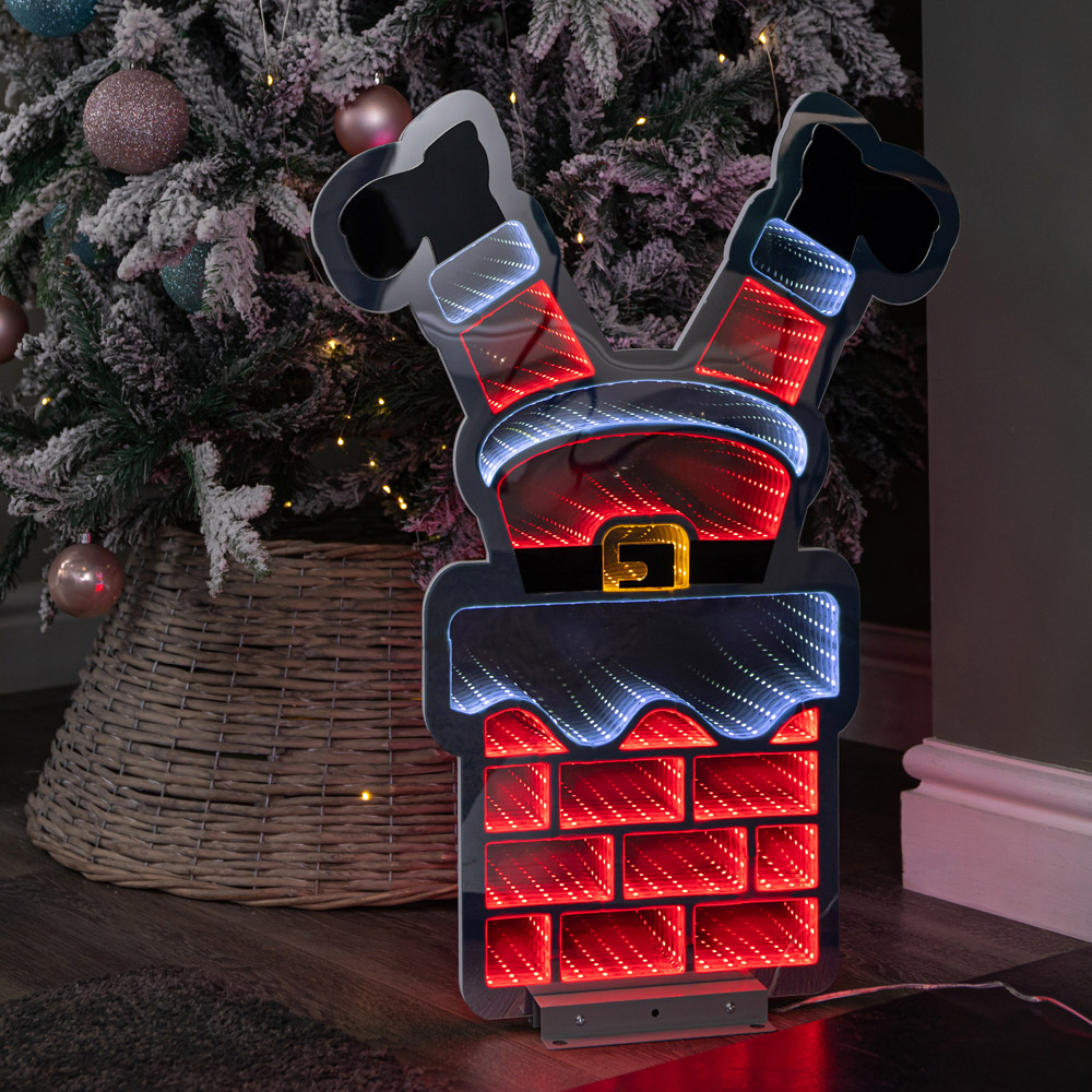 Samuel Alexander Red and White LED Santa's Leg in Chimney Infinity Christmas Decoration 60cm Image 7