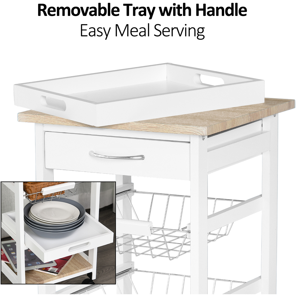 HOMCOM White Kitchen Cart Image 6