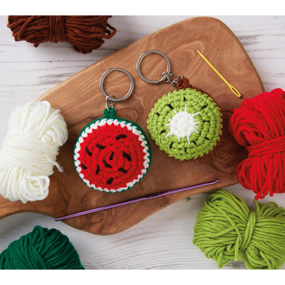 Simply Make Kiwi and Melon Key Ring Crochet Craft Kit Image 2