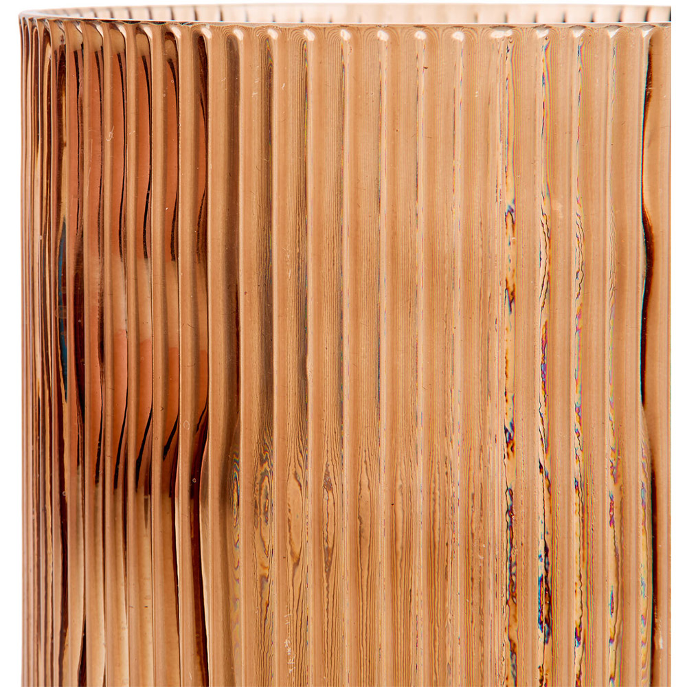 Glass Ribbed Candle Holder Mocha Image 3