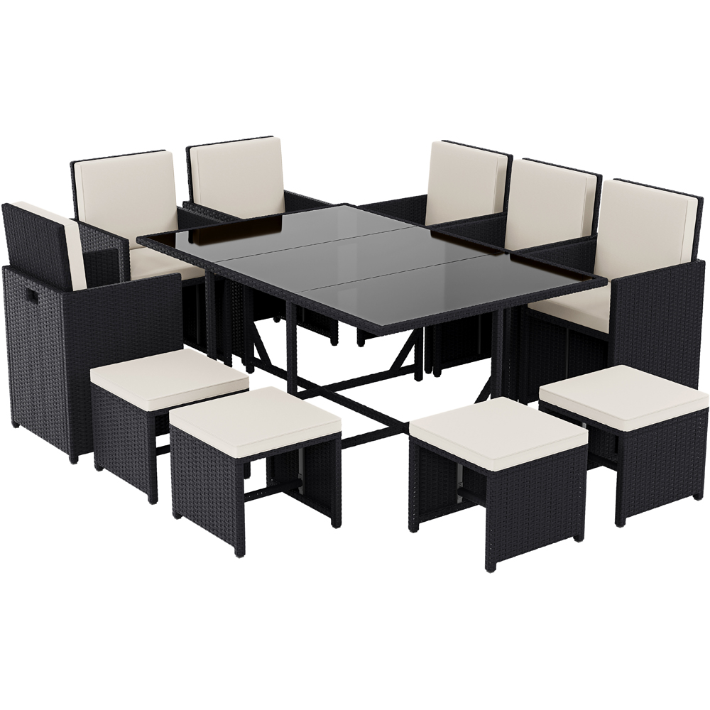 GARDEN VIDA Cuba Rattan Effect 10 Seater Garden Dining Set Black Image 2