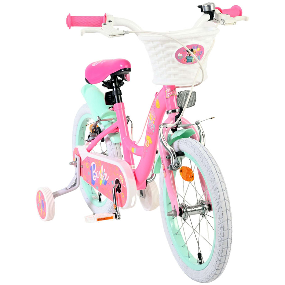 Volare Barbie Kids 16 inch Multicolour Bike with Stabilisers and Basket Image 2