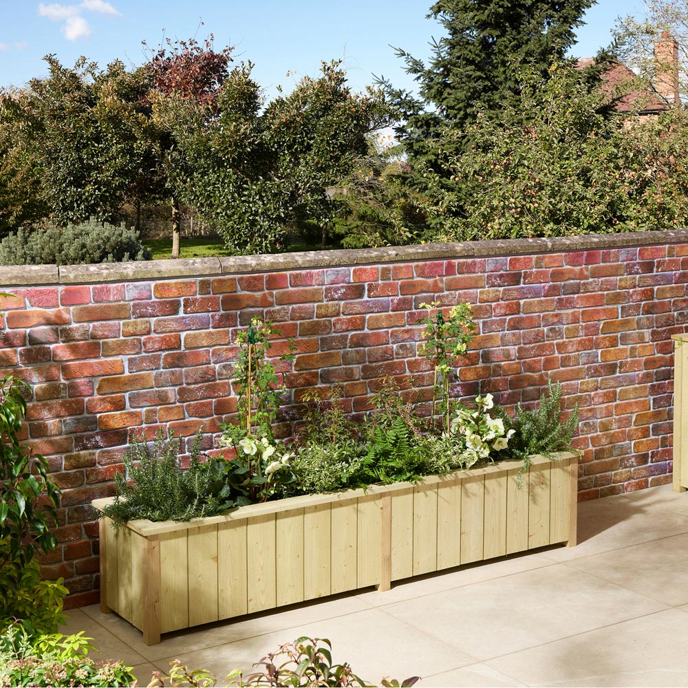 Rowlinson Signature Heritage Natural Wooden Garden Trough Planter 42 x 199 x 43cm Image 2