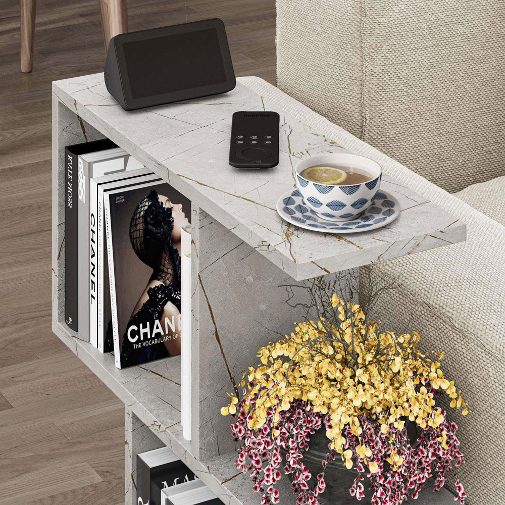 Decortie Homemania 4 Shelf Gold Marble Effect Modern Side End Table Image 3