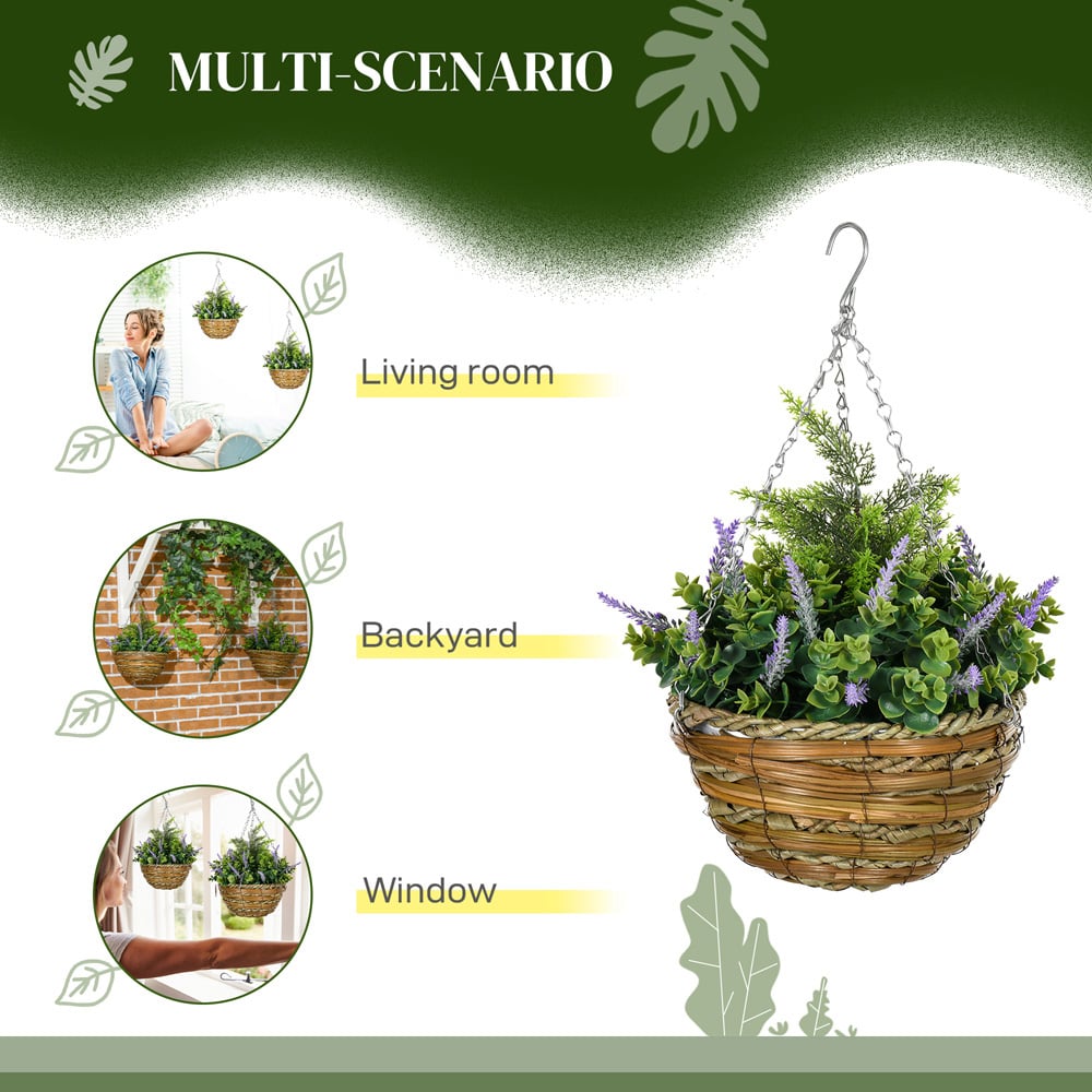 Portland Purple Lavender Flower Artificial Plant in Hanging Planter 2 Pack Image 8