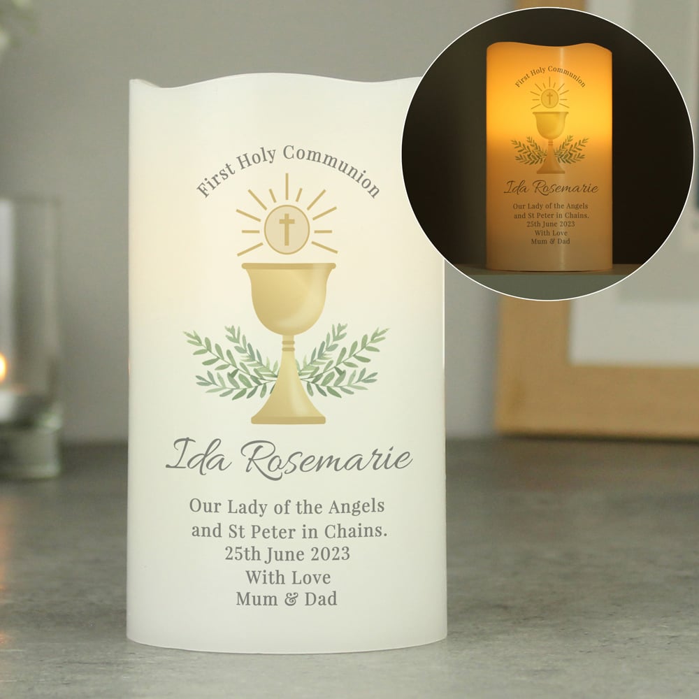 Personalised Memento Personalised First Holy Communion LED Candle Image 2