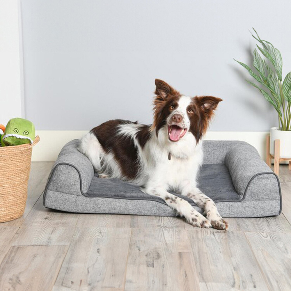 Memory Foam Bolster Bed Grey Image 2