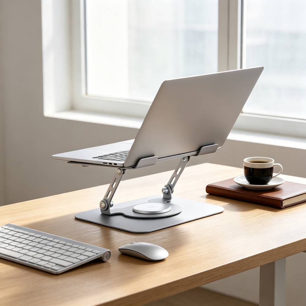 Living and Home Grey Adjustable Laptop Stand with Rotating Dual Arm Image 2