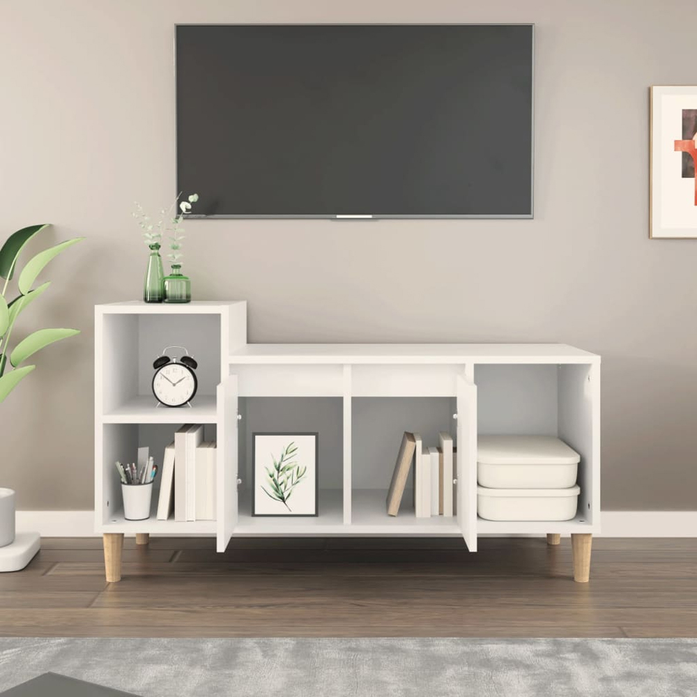 vidaXL 2 Door 3 Shelf White TV Cabinet Image 3