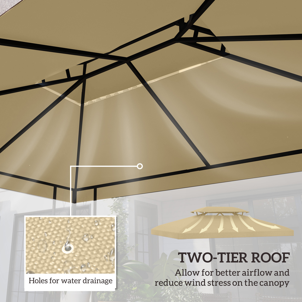 Outsunny 3 x 4m Cream White 2 Tier Gazebo Replacement Canopy Image 4