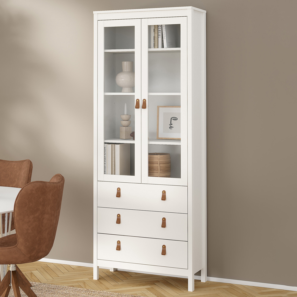 Florence Barcelona 2 Door 3 Drawer White Display Cabinet Image 1