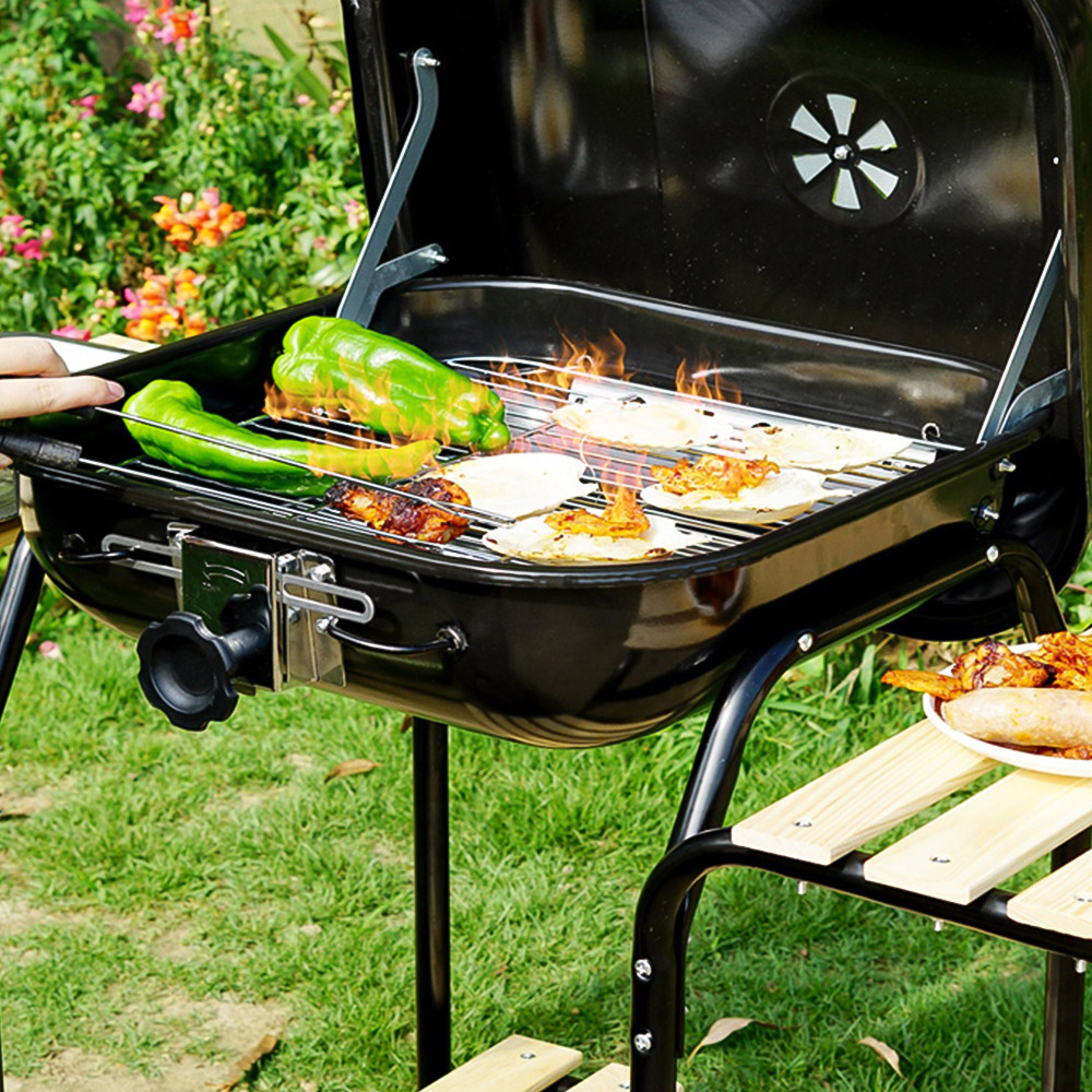 Gr8 Garden Hambur Portable Charcoal BBQ Grill Portable Trolley with Side Tables Image 6