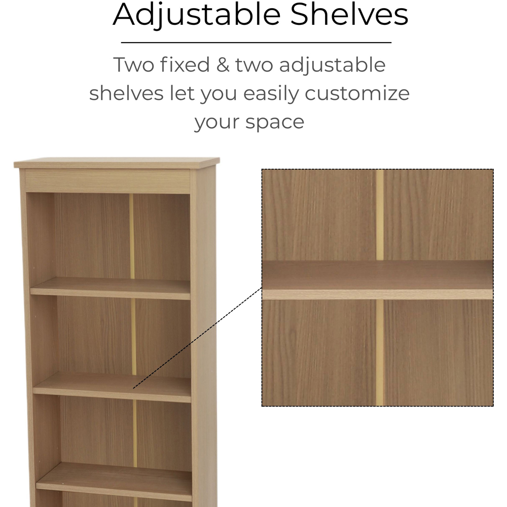Core Products Freya 4 Shelf Smoked Oak Foil Finish Low Narrow Bookcase Image 5