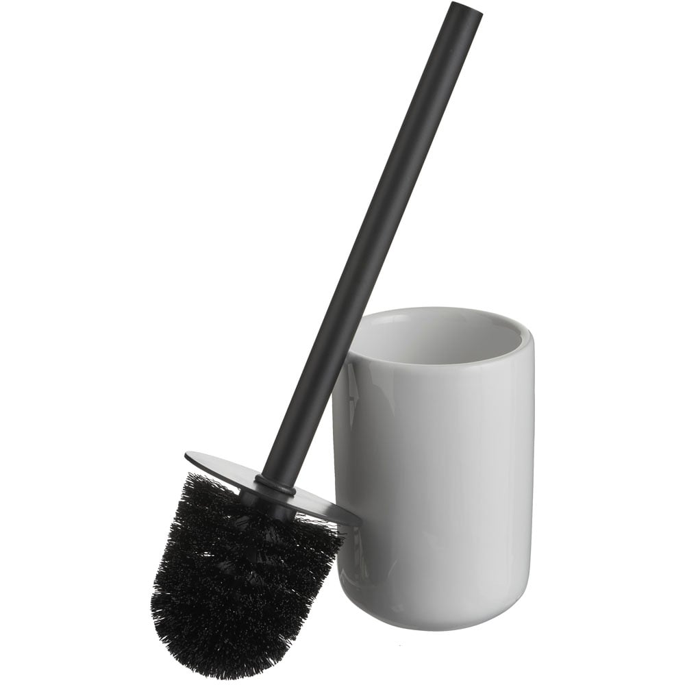Wilko White Gloss Toilet Brush Holder Image 2