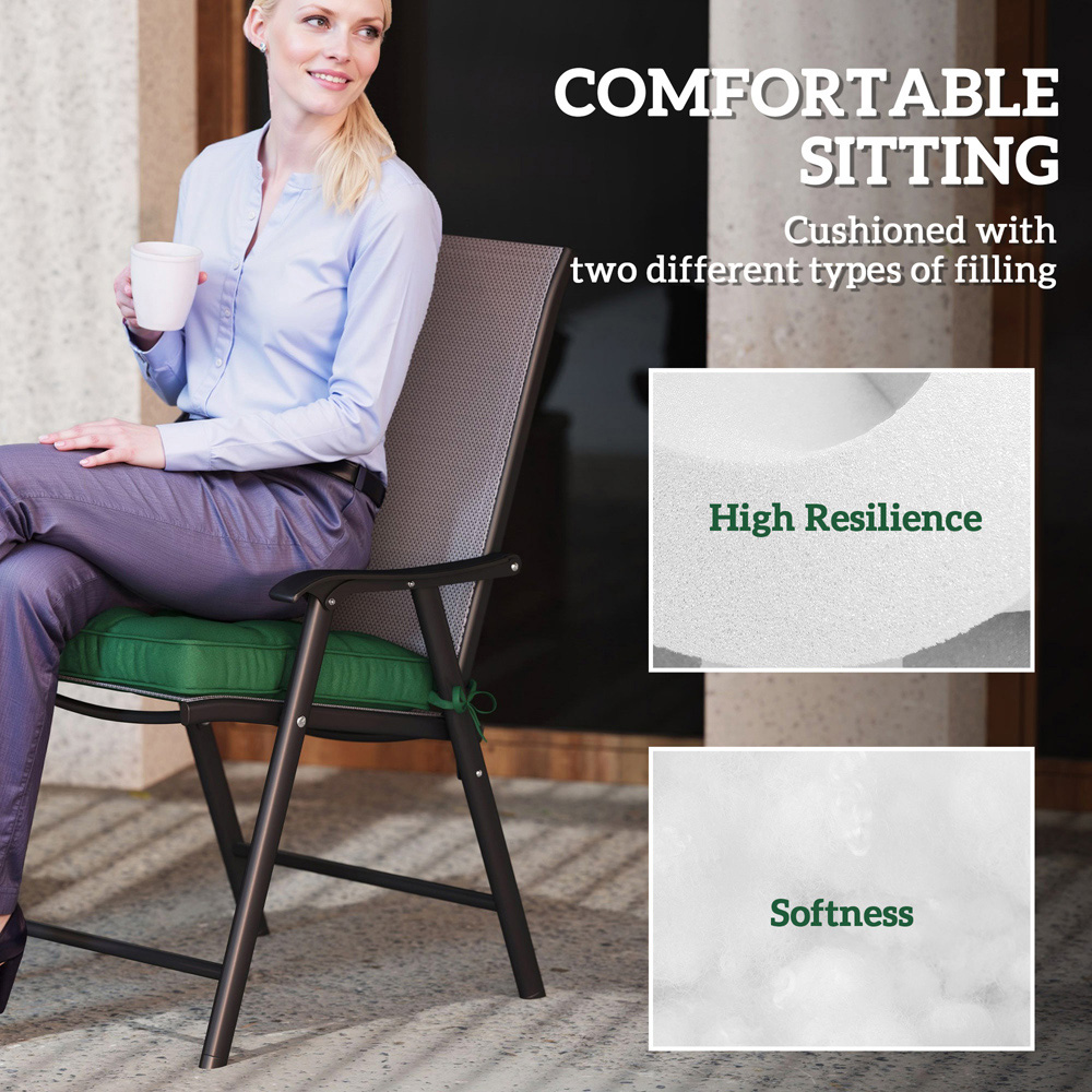 Outsunny Green Garden Seat Replacement Cushion Pad 42 x 42cm 4 Pack Image 4