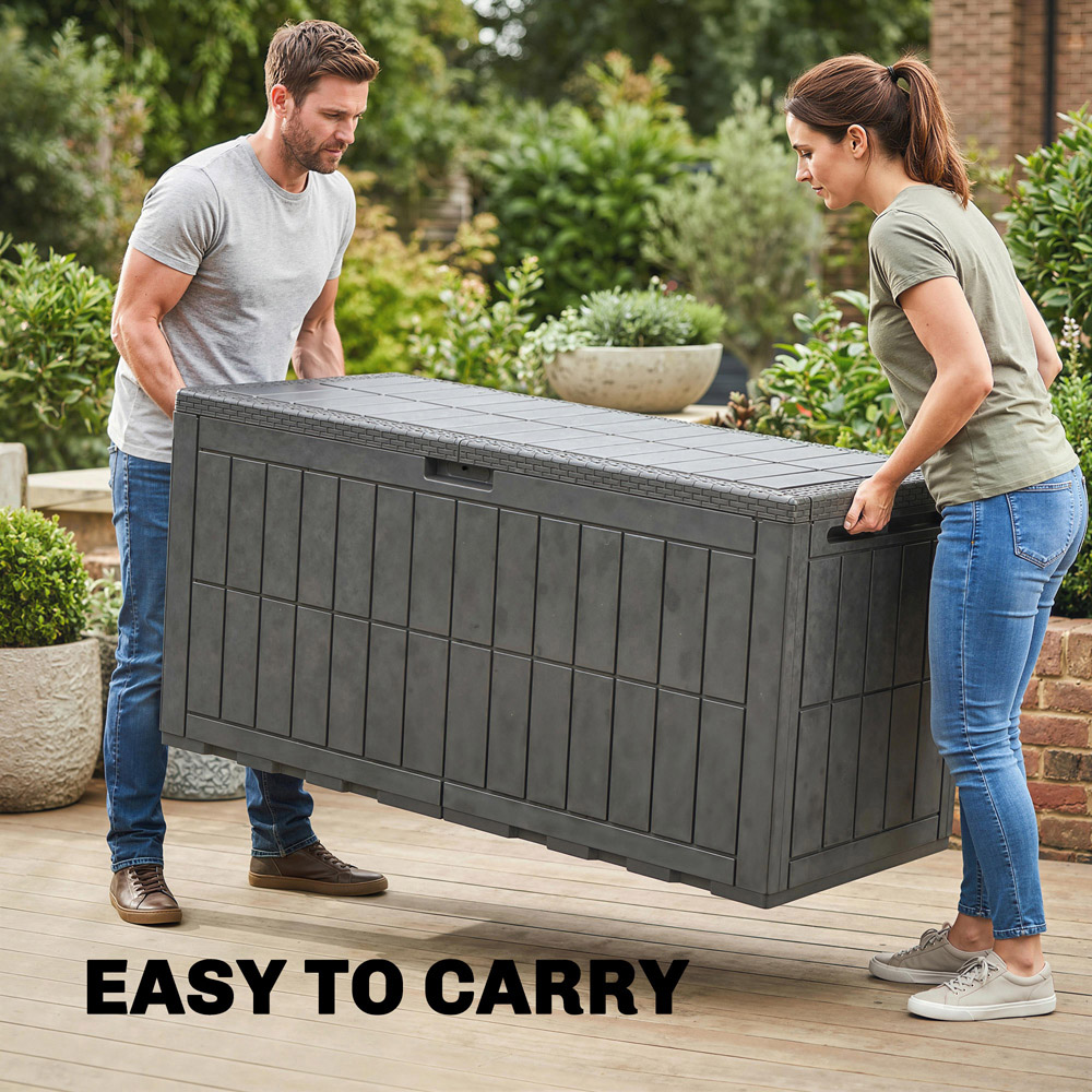 Outsunny 440L Brown Waterproof Garden Storage Box with Lockable Lid Image 3