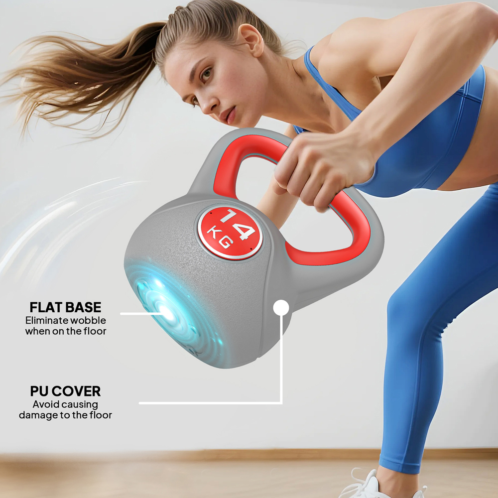 SPORTNOW Red and Grey Kettlebell with Handle 14kg Image 6