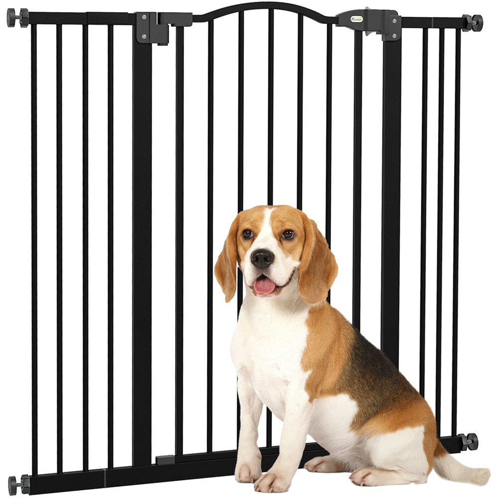 PawHut Black 74-100cm Adjustable Metal Pet Safety Gate Image 3