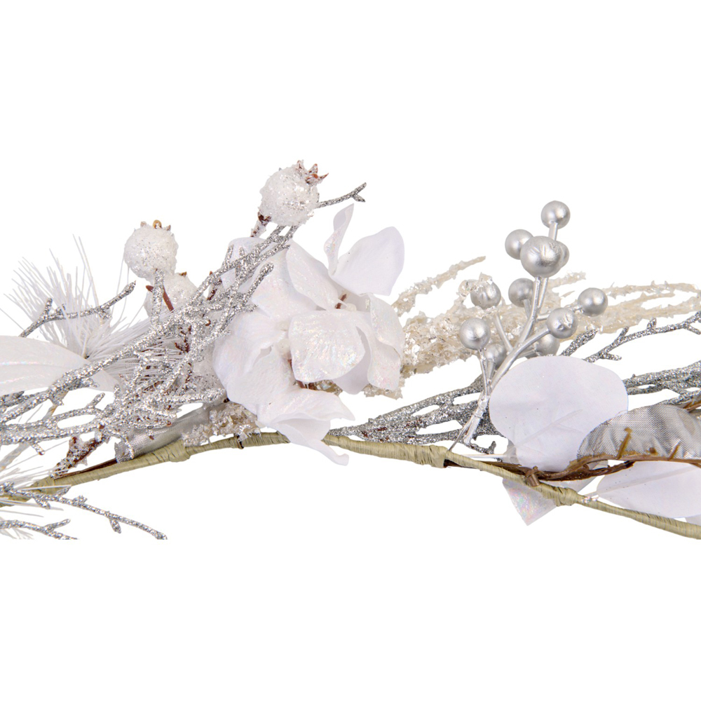 Frosted White and Silver Christmas Garland Image 2
