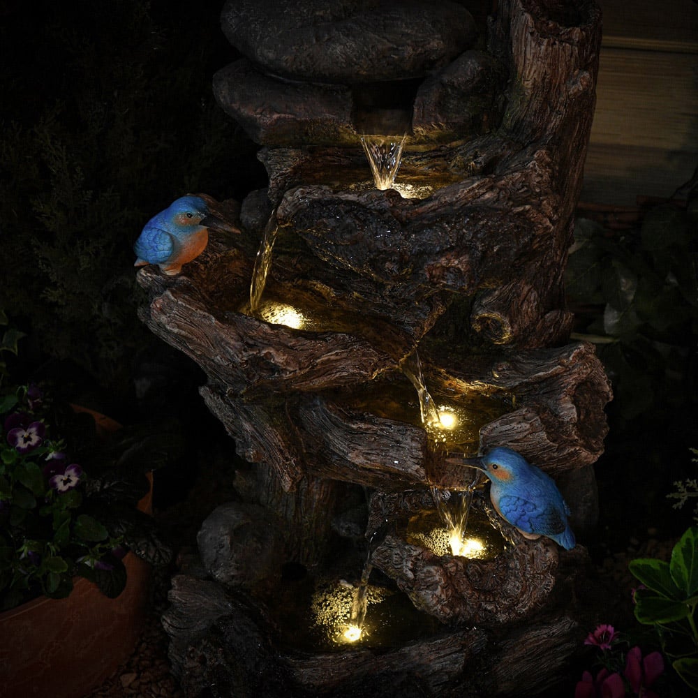 Garden Gear Cascading Tree Trunk with Kingfisher Water Feature Image 3