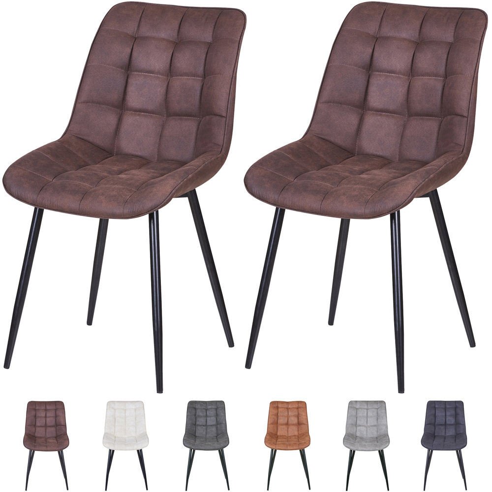 Alba Set of 2 Brown Suede Effect Plush Padded Dining Chairs Image 7