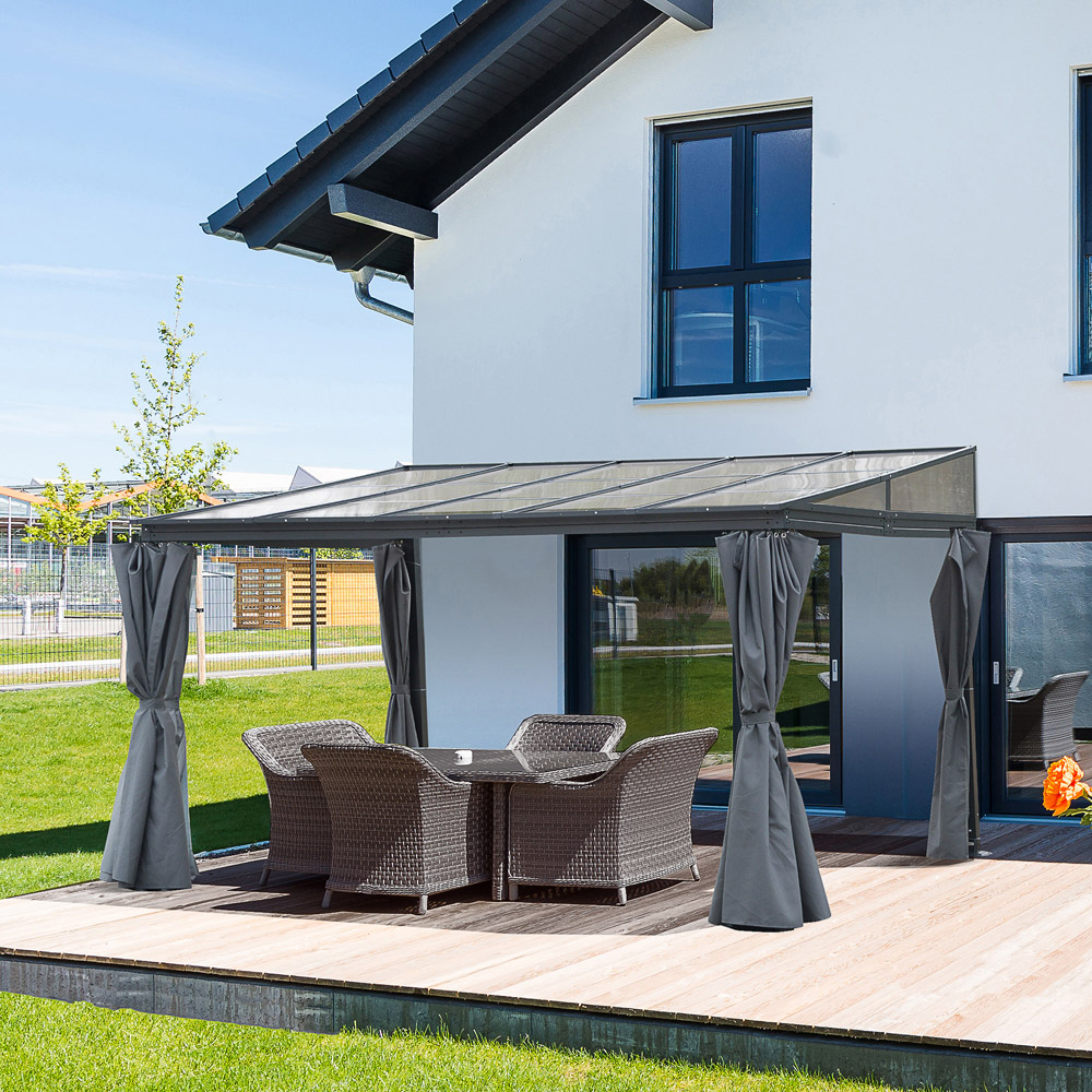 Outsunny 4 x 3m Grey Aluminium Outdoor Hardtop Pergola Image 5